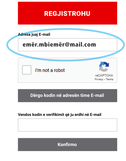 Fusha e adresës e-mail e plotësuar