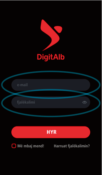 Hyrja në aplikacion celular
